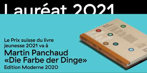 Couverture et pages intérieures de « Die Farbe der Dinge », lauréat du Prix suisse du livre jeunesse 2021 (© Edition Moderne)