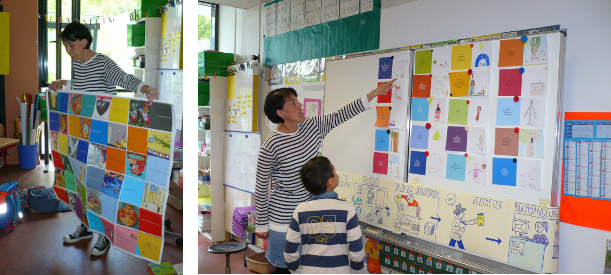 Antje Damm lors d'un atelier dans une école