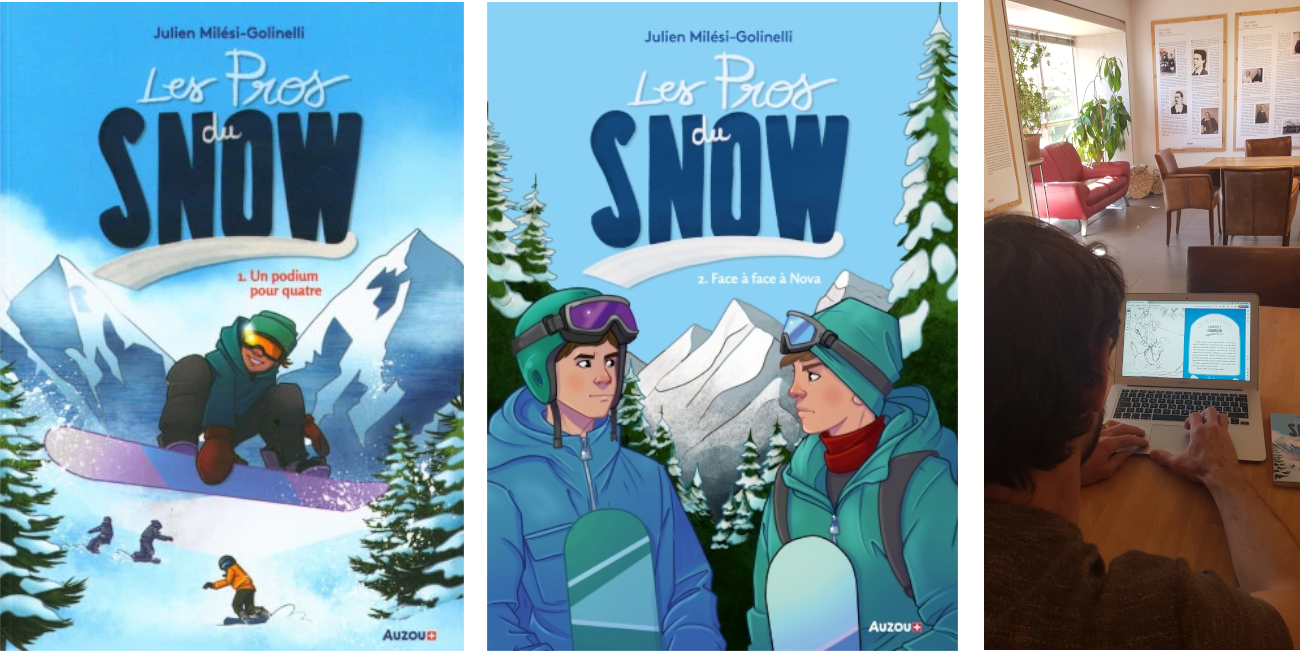Couvertures Pros du snow et JMG à l'ordinateur 